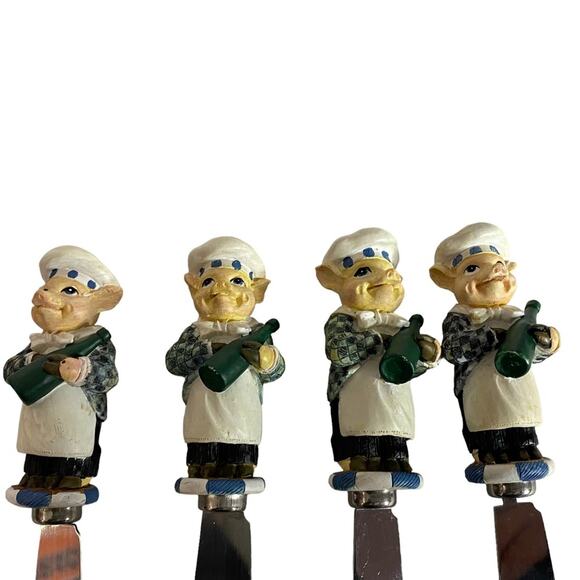 Department 56 Pig Chef Cheese Spreader Green Butter Knives Set of 4 Table Decor - Picture 4 of 16